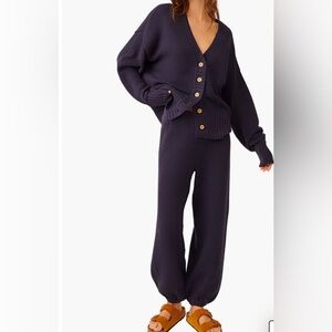 Free People Waffle Stitch Cardigan and Pants Size Medium